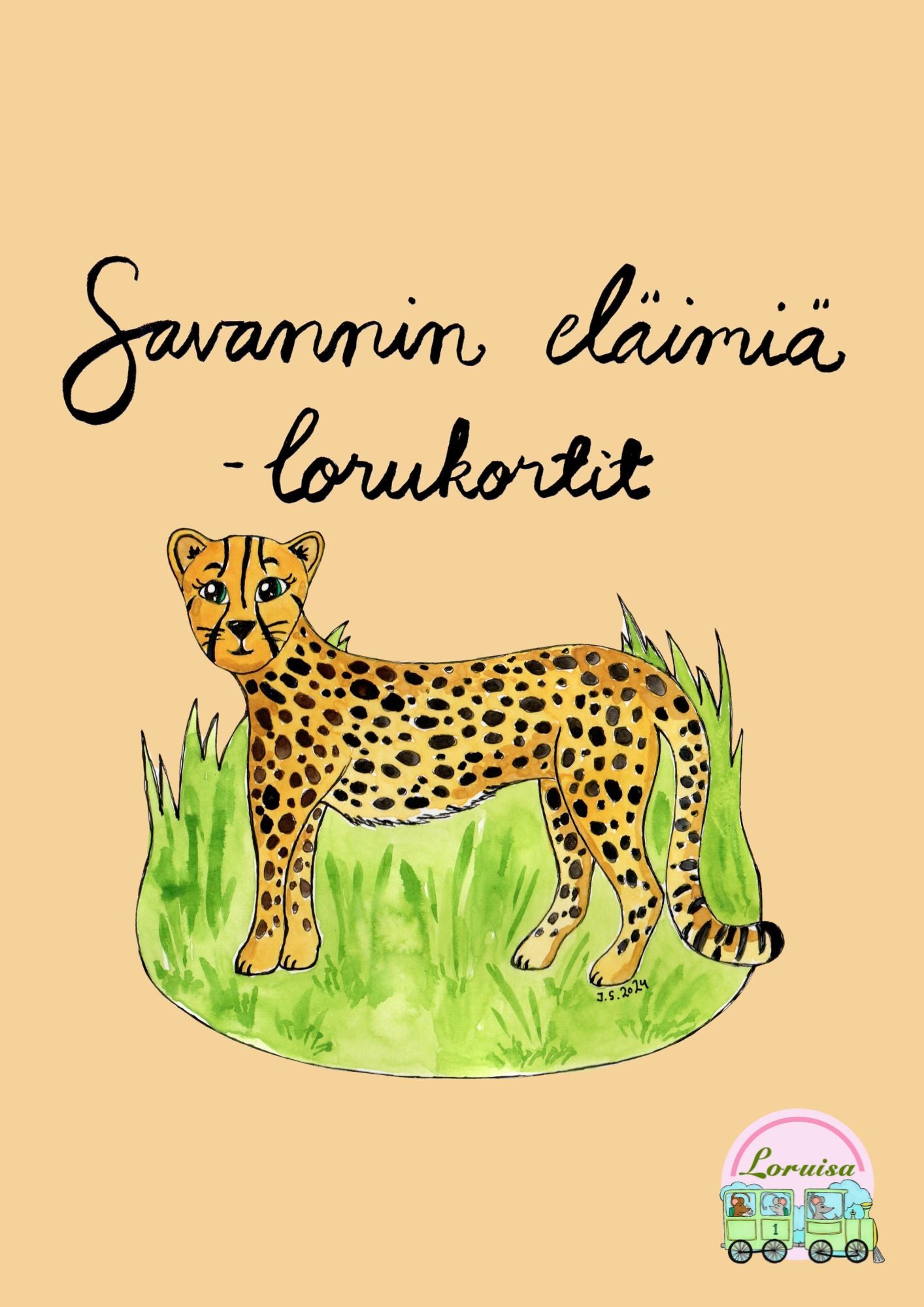 Savannin eläimiä lorukortit tiedostona