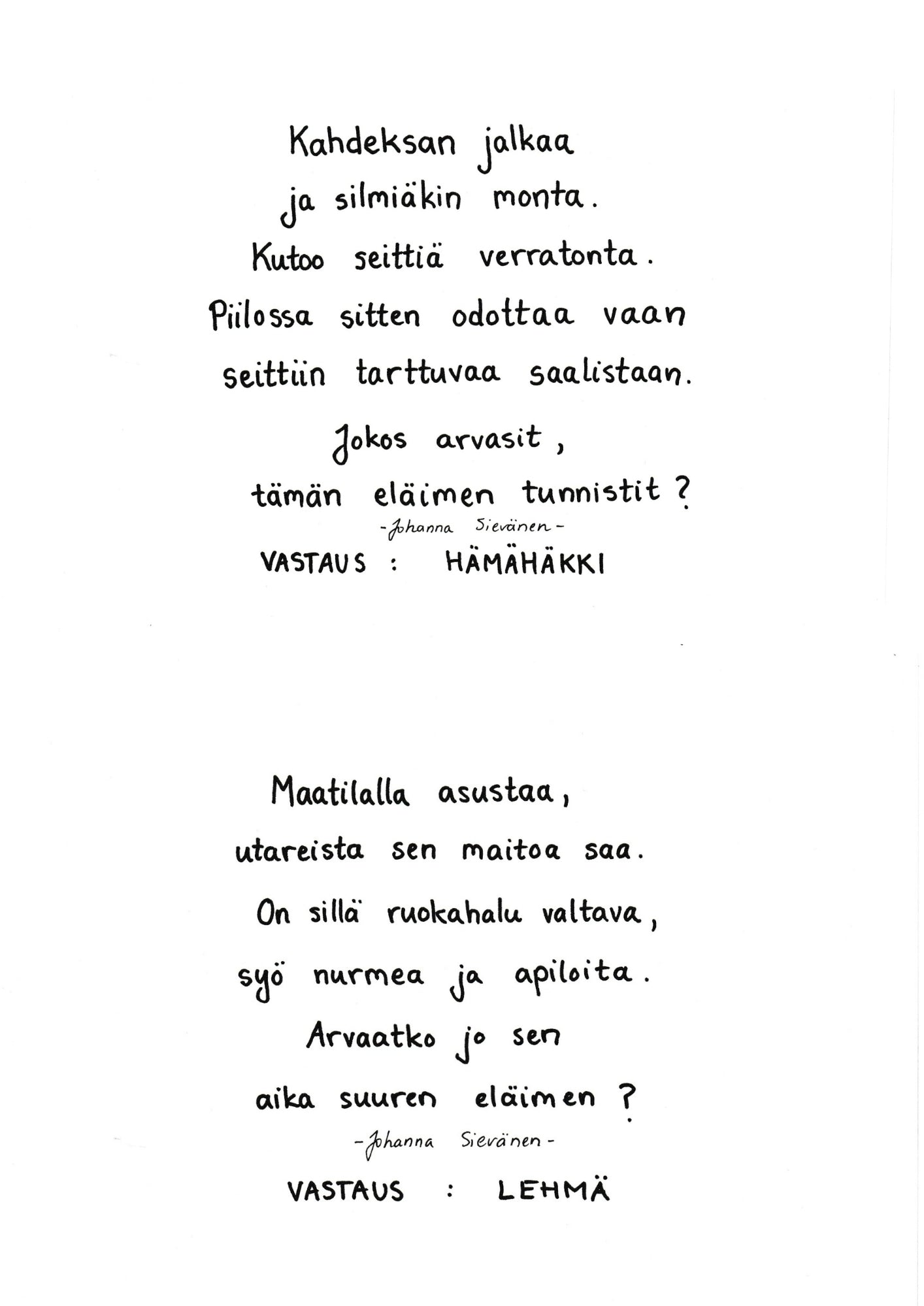 Eläinarvoituksia tiedostona