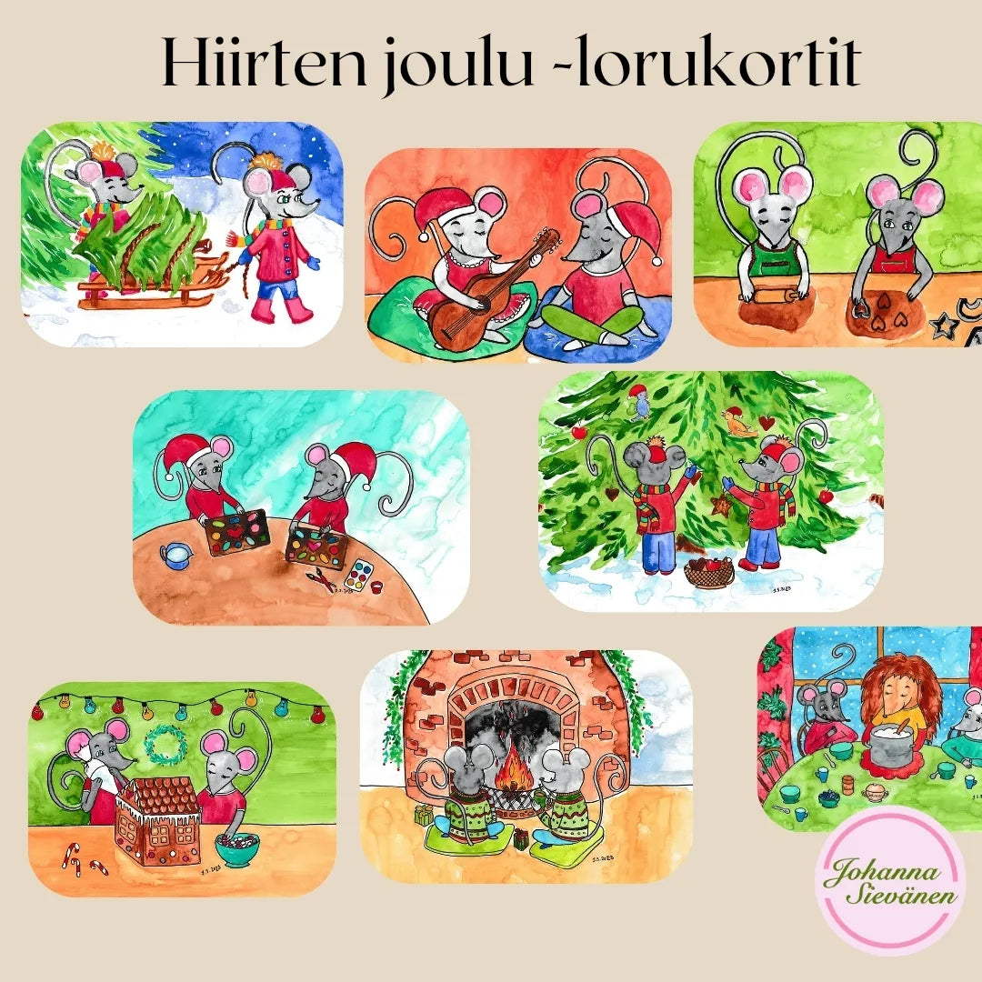 Hiirten joulu -lorukortit tiedostona