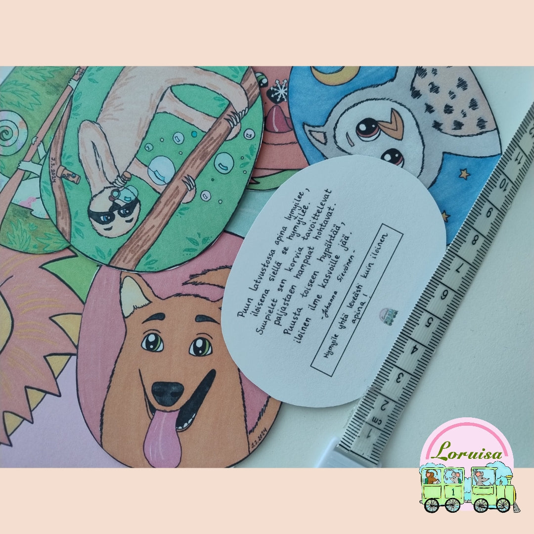 Minisuujumppalorukortit valmiiksi askarreltuna