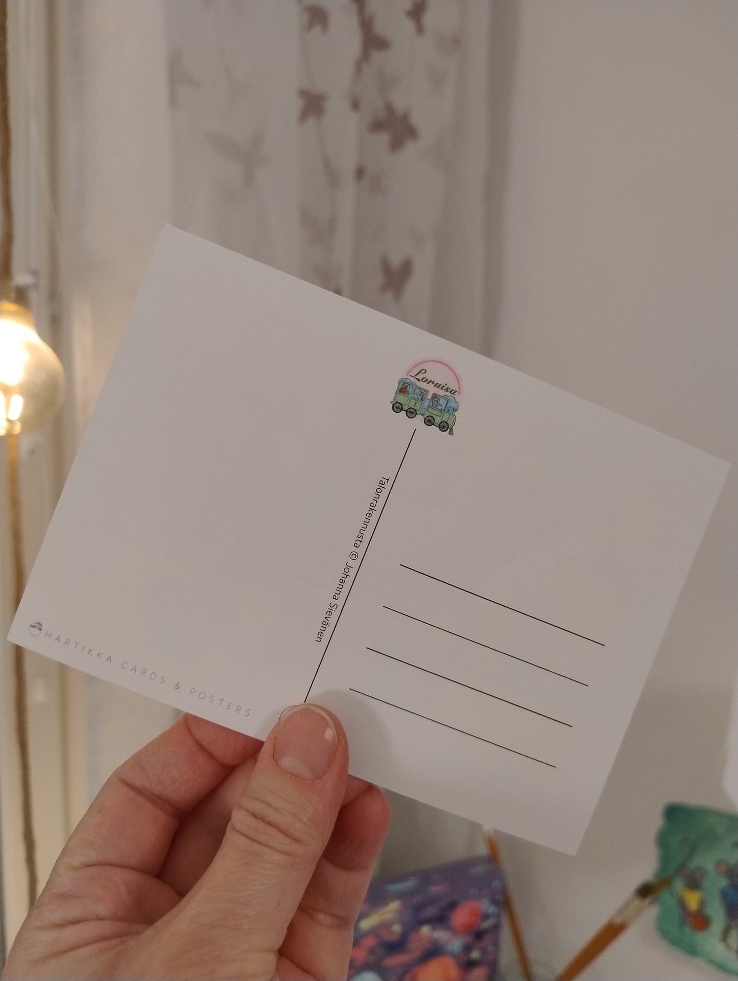 Jouluinen postikortti: Talonrakennusta