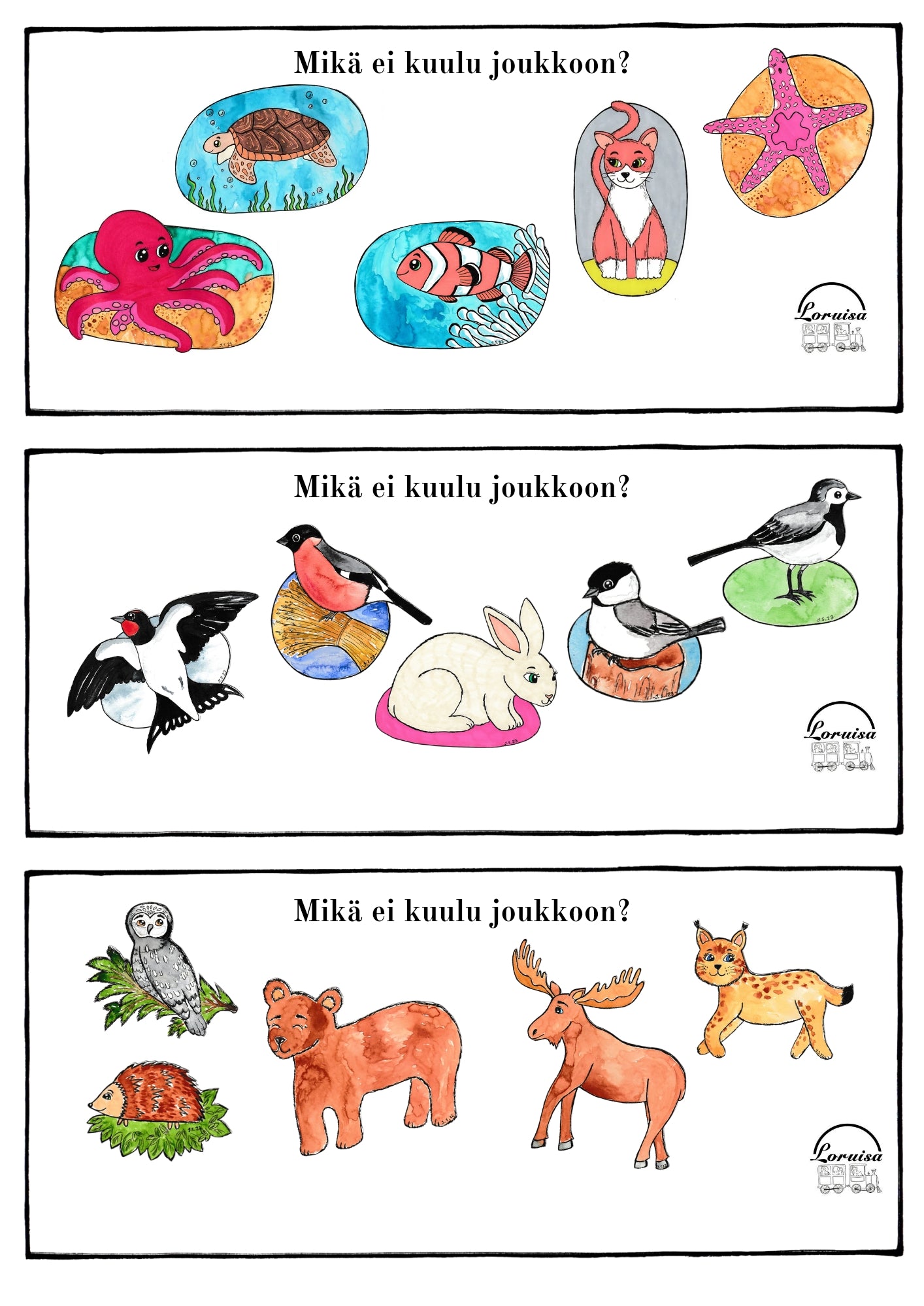 Mikä ei kuulu joukkoon? -kortit tiedostona