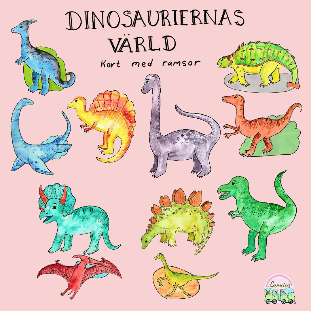 Dinosauriernas värld - kort med ramsor