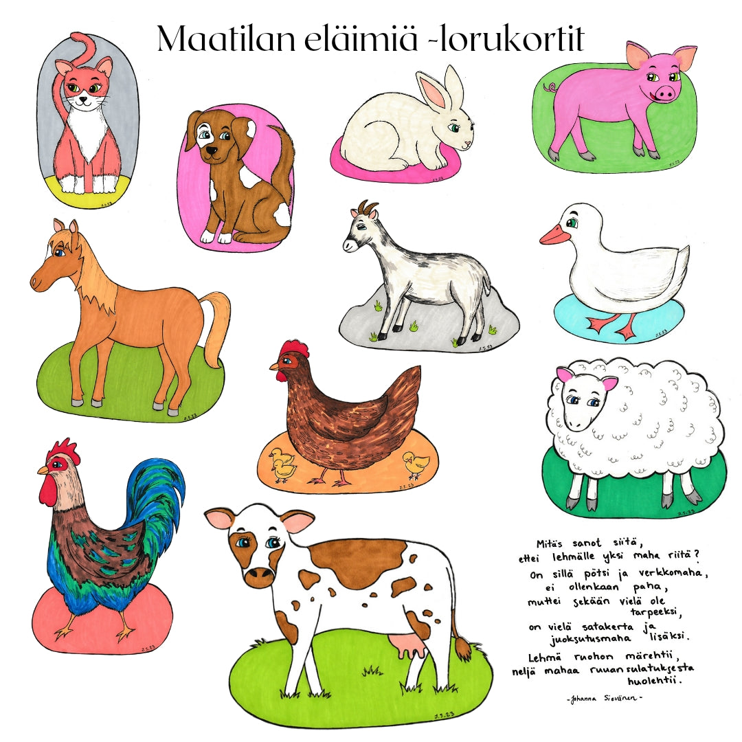 Maatilan eläimiä -lorukortit