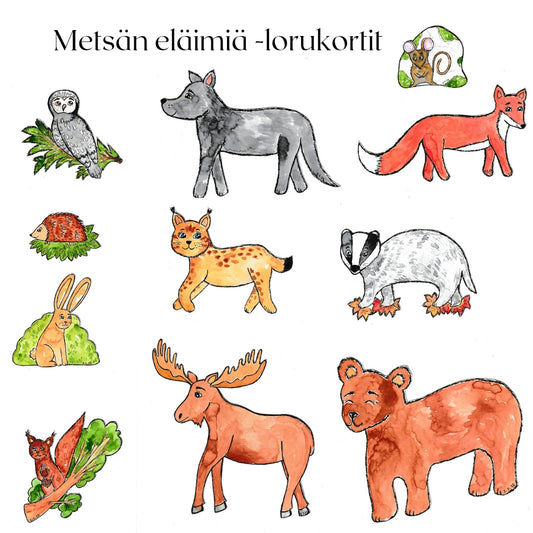 Metsän eläimiä -lorukortit