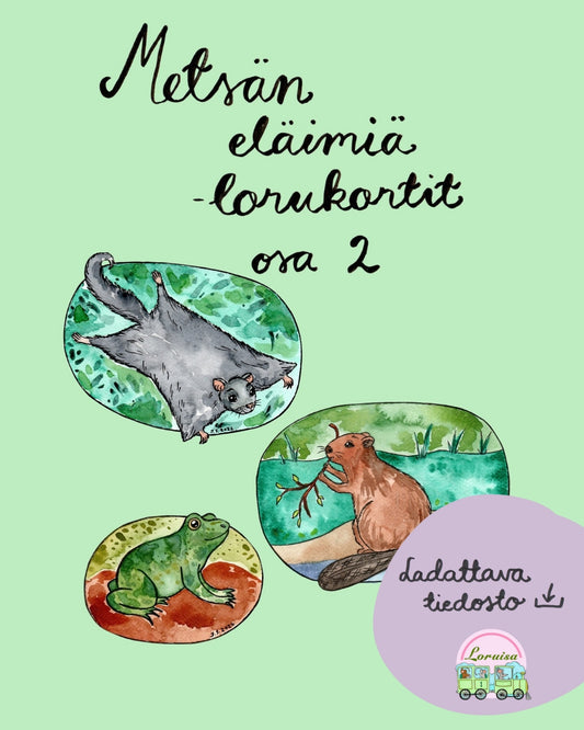 Metsän eläimiä -lorukortit osa 2 tiedostona