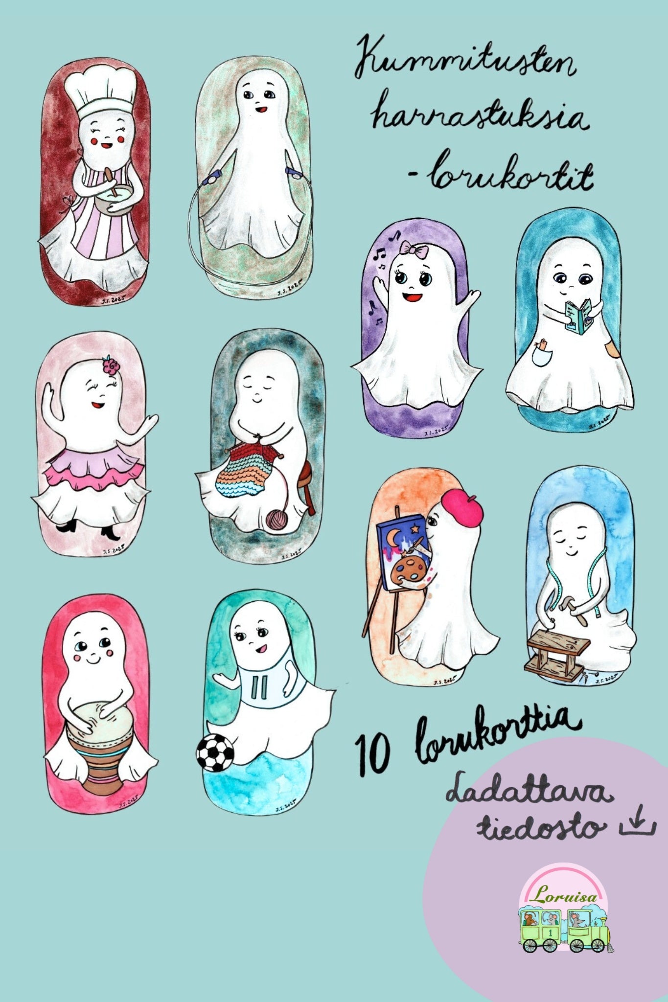 Kummitusten harrastuksia -lorukortit tiedostona